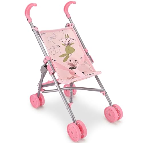 Poussette de poupée Bebamour pliable avec motif lapin et petit parasol jouet