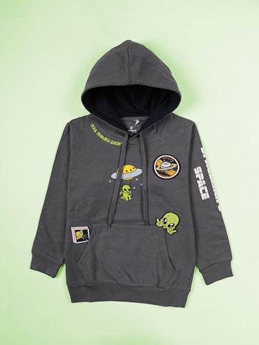 Image of Kiddopanti Unisex Solid Pullover Hooded Fleece Sweatshrit | Cotton Poly Fleece Fabric | Waist Length, Full Sleeve Hoodie | 2 Kangaroo Pockets | Winter Wear for Boys & Girls