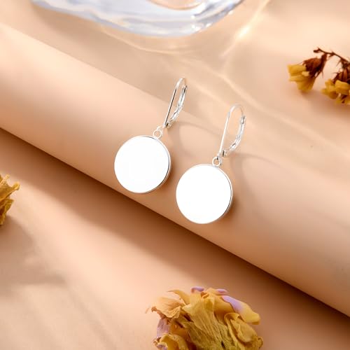 925 Sterling Silver Disc Dangle Earrings for Women Flat Hypoallergenic Drop Earrings Classic Coin Leverback Earrings for Women Jewelry Gifts3
