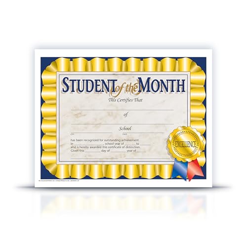 Paquete de 150 certificados de estudiante del mes