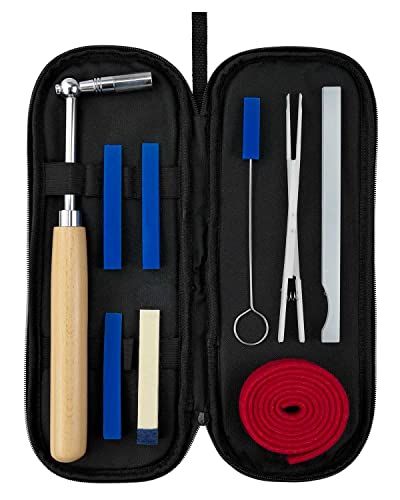 Professional Piano Tuning Tuner Kit, Piano Tuner Hammer Mute Tool with Felt Temperament Strip and Rubber Mutes Clamp, Piano Tuning Tools with Case