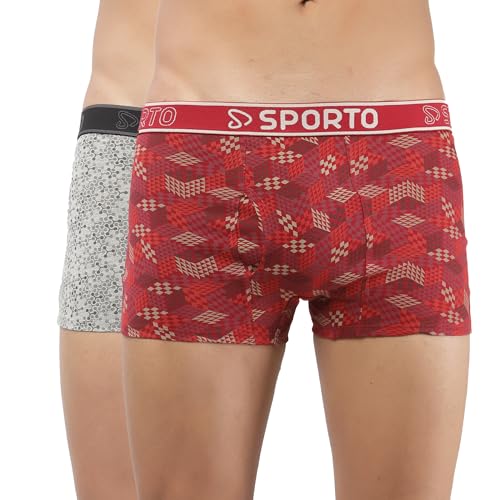 Image of sporto Macho Men's Cotton Spandex Trunk | Premium Single Jersey Fabric | Branded Outer Elastic Waistband | Double-Layer Contour Pouch | Breathable Innerwear