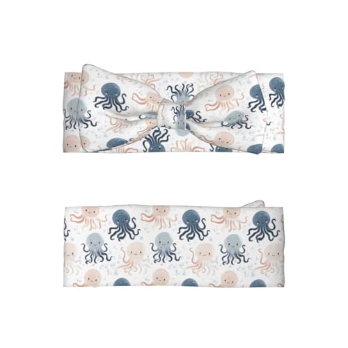 Cartoon Cute Octopus Print Baby Girl Bows Headbands Baby Girls Newborn Headbands Infant Toddlers 0-6 Months2
