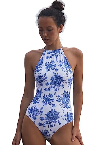 BERLOOK Women's Floral One Piece Swimsuit Halter Bathing