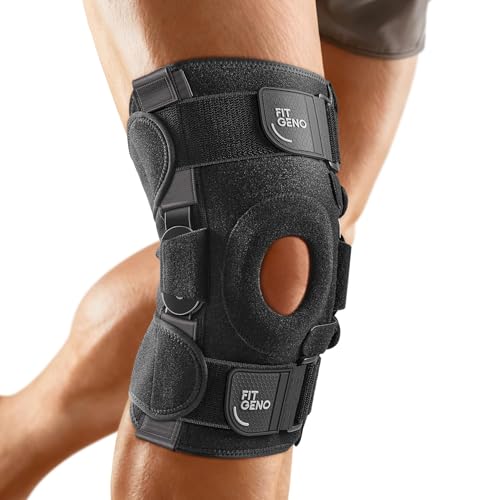 Image of Fit Geno Hinged Knee Brace for Meniscus Tear: Adjustable Support for Knee Pain w /Built-in Side Stabilizers & Removable Metal Hinges for ACL MCL Injury or Surgery Recovery - Men and Women