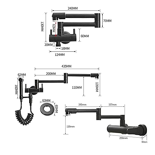Robinet de cuisine mural rabattable et extensible couleur B C