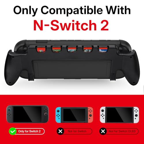Image of Mcbazel Console Grip with 5 Game Slots Compatible with Nintendo Switch 2 (2025), Ergonomic Grip Hard Shell for Users Who Prefer Handheld Mode, Black (NOT for Switch 1)