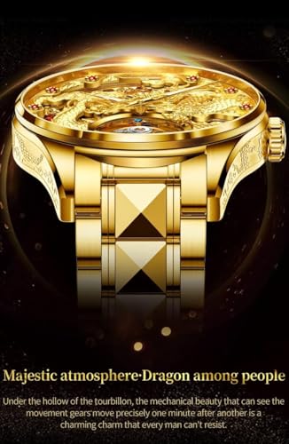 Image of OUPINKE Men's Skeleton Mechanical Watches Luxury Dress Automatic Self Winding Sapphire Crystal Waterproof Tungsten Steel Band Wrist Watches