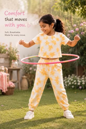 Image of Tweeny Mini Girls Kids Joggers | Tie Dye Joggers set | Track pant set | Pyajama with Crop top Combo Summer wear for Girls