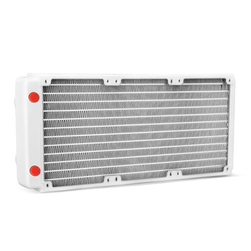 360mm Copper Radiator, Copper CPU Water Cooling Heat Exchanger with 1/4 inch Thread, 12 Tubes, and Screw Kit, Universal Computer Heat Sink, White