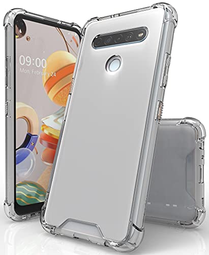 Nakedcellphone Clear Case for LG K61, Transparent [Aquaflex] Semi-Flexible TPU Phone Cover [with Shock Absorbing Airbag Bumpers]