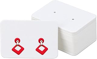 100Pcs Earring Display Cards, Kraft Paper White Earrings Display Cards Tags Labels Crafts for Necklaces, Bracelets, Jewelr...