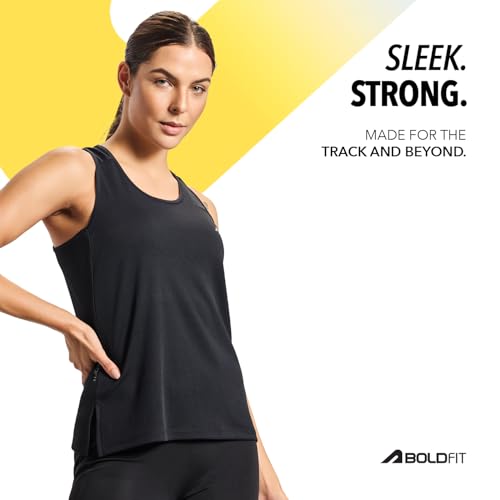 Image of Boldfit Polyster Gym Tank Tops for Women Sleeveless Workout Vest for Women & Girls | Lightweight Activewear for Running, Sports & Gym, Polyester, Regular Fit