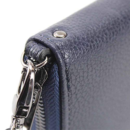 Blue Wallet for Women Leather RFID Blocking Long Wallets Credit Card Holder Phone Checkbook Organizer Zipper Coin Purse4