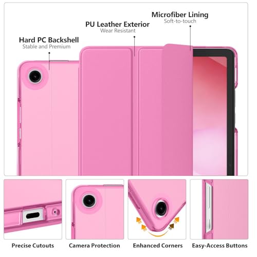 Image of MoKo for Samsung Galaxy Tab A11 Plus / A11+ Case 11 Inch 2026, Galaxy Tab A9 Plus / A9+ Case 11 Inch 2024, Slim Stand Hard PC Translucent Back Shell Smart Cover, Auto Wake /Sleep, Peony