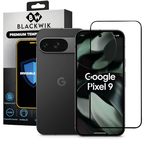 Image of Blackwik Military-Grade Gorilla Tempered Glass for Google Pixel 9 /9 Pro (Black) | Edge to Edge Full Screen Coverage | Scratch Resistant | Easy Installation Kit | Screen Protector for Smartphone