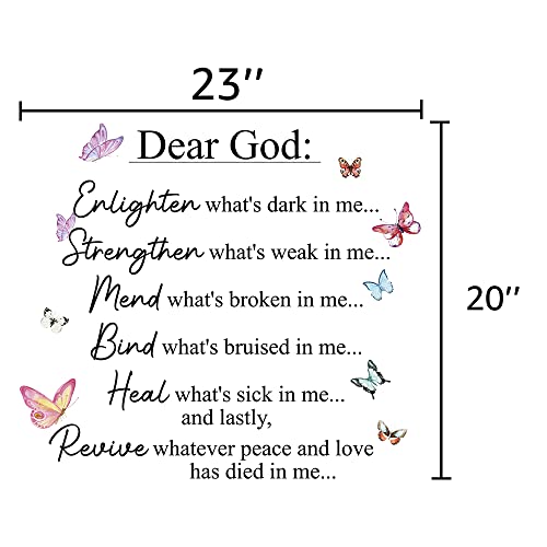 Dear God Inspirational Sayings Wall Stickers, Prayer Room Christian Religious Bible Scripture Affirmation Motivational Spiritual Quotes Decals for Bedroom, Living Room, Peel and Stick (23''×20'')