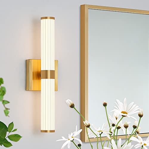 Gednbo Gold Wall Sconces Led Bathroom Vanity Light Fixtures Over Mirror 3600K 28W 16.14'' Plug In Sconces Wall 360° Lighting Farmhouse Bedroom Wall Lamp Bar #TOP27