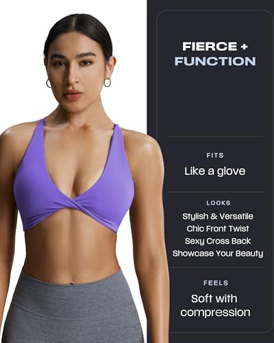 Image of Aoxjox Women's Workout Sports Bras Fitness Metamorph Sienna Twist Bra Yoga Crop Tank