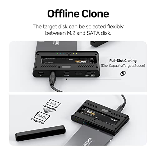 Unitek M.2 and SATA to USB Duplicator with 2.5" /3.5" SATA Hard Drive Adapter Converter, USB C 3.1 Gen2 10 Gbps Docking Station Support Offline Clone for M-Key NVME SSD, and SATA External Enclosure - Thumbnail 5