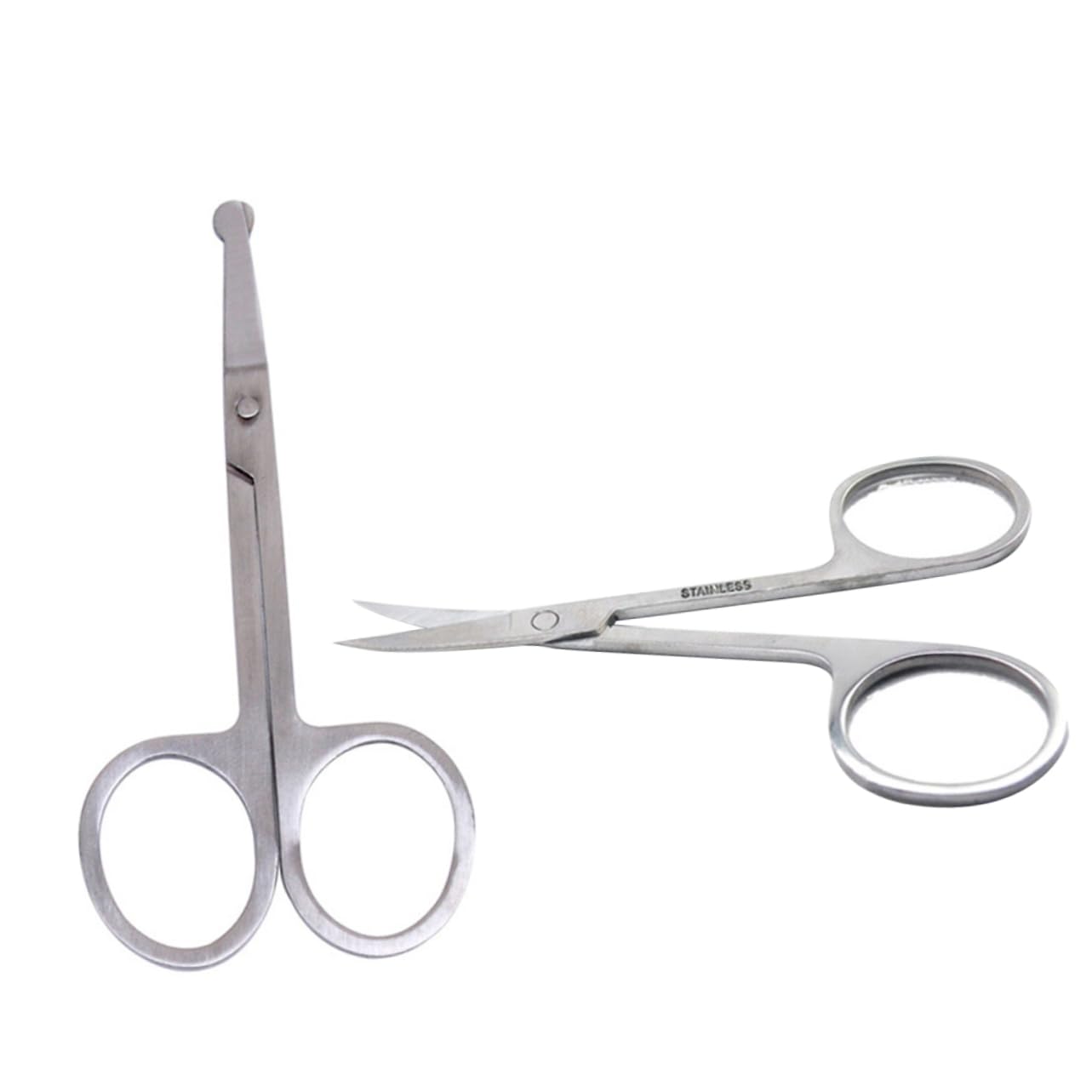 Gogogmee 2pcs Safety Stainless Steel Nose Hair Scissors Rounded Tips and Curved Blades