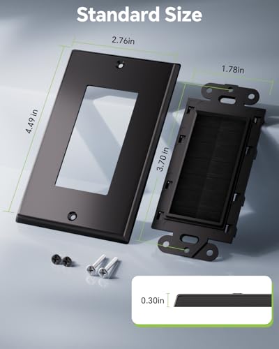 Placa de pared con cepillo negro para ocultar los cables del televisor de la sala de estar 4