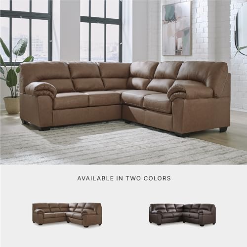 Image of Signature Design by Ashley Caramel Faux Leather Sectional, Walker Point