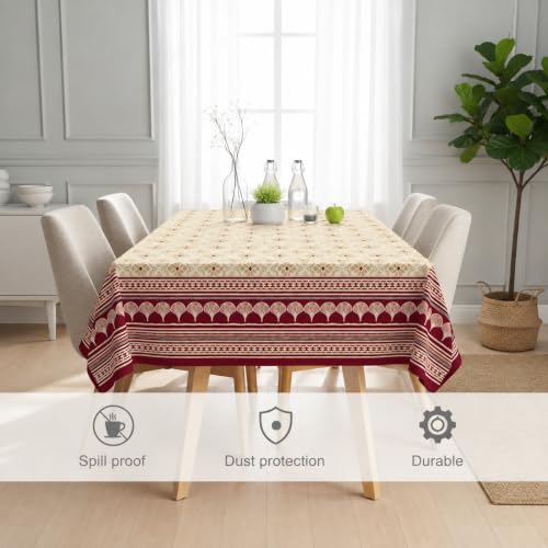 Image of STITCHNEST Cotton Slub Table Cover for 6 Seater Dining Table|54 x 78 Inches, Digitally Printed|Durable, Washable & Fade-Resistant Fabric
