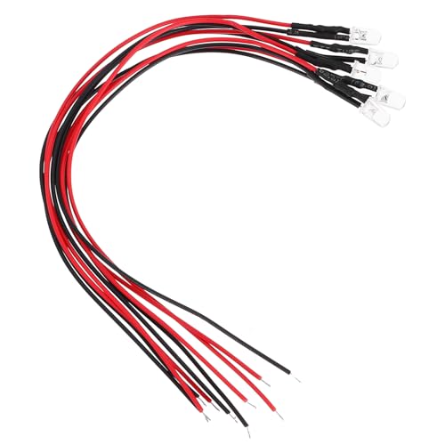 Image of sourcing map 5Pcs 5mm Pre Wired LED, Warm White DC9-12V Clear Lens, Light Emitting Diodes