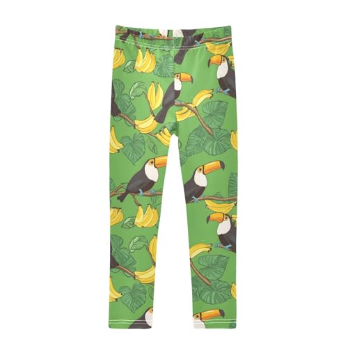 Toucan Yellow Banana Girls Leggings Soft Stretch Workout Yoga Dance Pants for Kids Casual Tights