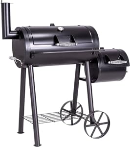 BBQ Grill Smoker schwarz Grillwagen 2 Kammern Barbecue inkl. Abdeckung