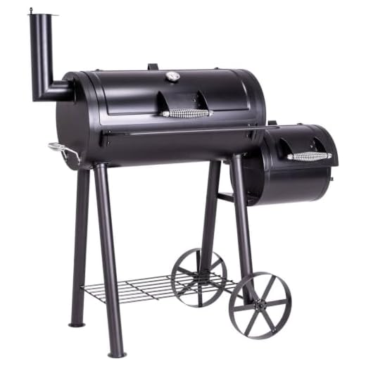 Nexos BBQ Grill Smoker Grillwagen Holzkohlegrill 2 Kammern Barbecue 125x60x120 cm 28 kg Transporträder Temperaturanzeige inkl. Schutzplane Abdeckung