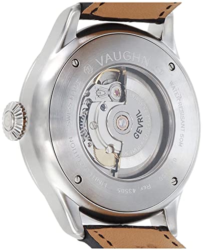 Gevril 43505-05 Men's Vaughan Swiss Automatic Watch, Genuine Italian Black Leather Strap4
