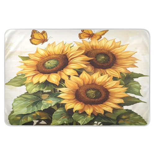 Takiito Sunflowers Bed Pad Reusable Bed Underpad Washable Waterproof Leak-Proof Quick Dry Incontinence Pee Pad for Toddlers Kids Adults Pets 34x52 in