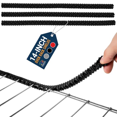 Silicone Oven Guards for Racks by Linda’s Essentials (3 Pack) - Heat-Resistant Rack Protectors Shield, Prevents Burns & Scars, Easy to Fit Design, Must-Have Kitchen Safety 14 Inches Long (Black)
