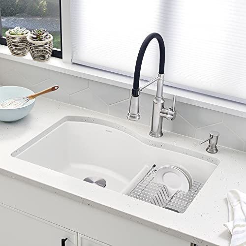 Blanco, White 441593 Diamond Silgranit 60/40 Double Bowl With Low Divide Undermount Kitchen Sink, 32" X 21" #TOP2