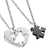 Jstyle Bijoux Acier Inoxydable Collier Femme/Homme pour Les Amoureux Meilleure Amie Collier Cœur Amour Puzzle Pendentif Couple 55 cm