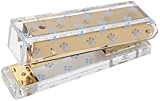 Laura Ashley Heirloom Cottage Mini Stapler – Stylish Gold & Acrylic Desk Stapler with Floral Accents – Compact 5” Aesthetic Office Stapler for Home, School & Work – Gift-Ready Packaging