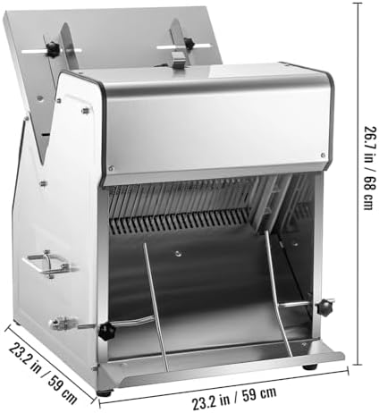 Commercial Bread Slicer, 370W Stainless Steel, Electric Bread Cutting Machine, 12mm Blades, Kitchen Appliance