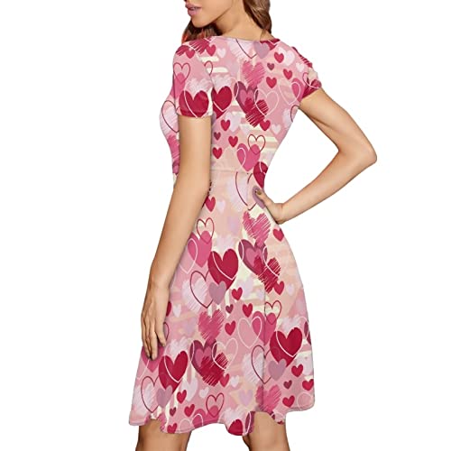 Image of AFPANQZ Womens Casual Summer Lightweight Vintage Dress Short Sleeve Midi Dress Knee-Long Luxury Formal Dress