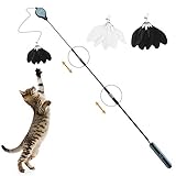【最新】Duoal 猫 おもちゃ 猫じゃらし 羽のおもちゃ 110cmまで伸縮できる釣り竿 人気釣り竿 猫じゃらし羽のおもちゃ ねこじゃらし 三段伸縮可能 伸縮スリングを備え天然鳥の羽 棒鈴付き 人気 一人遊び 軽量 小型 持ち運びやすい…