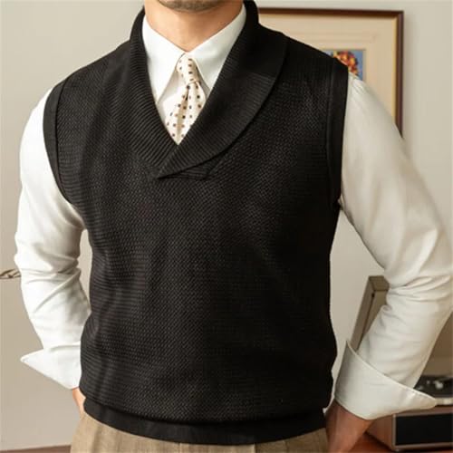 Men's Winter Solid Color British Style Pullover Sweater Vest Retro Warm Knitted Korean Style V-Neck Vest3