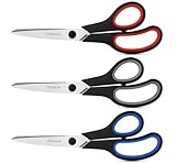 OfficeOne 3-Pack Heavy Duty Scissors 8' – Ultra Sharp Multipurpose Scissors with Comfort Grip Handles for Office, School, Home, Crafts & Sewing (3)