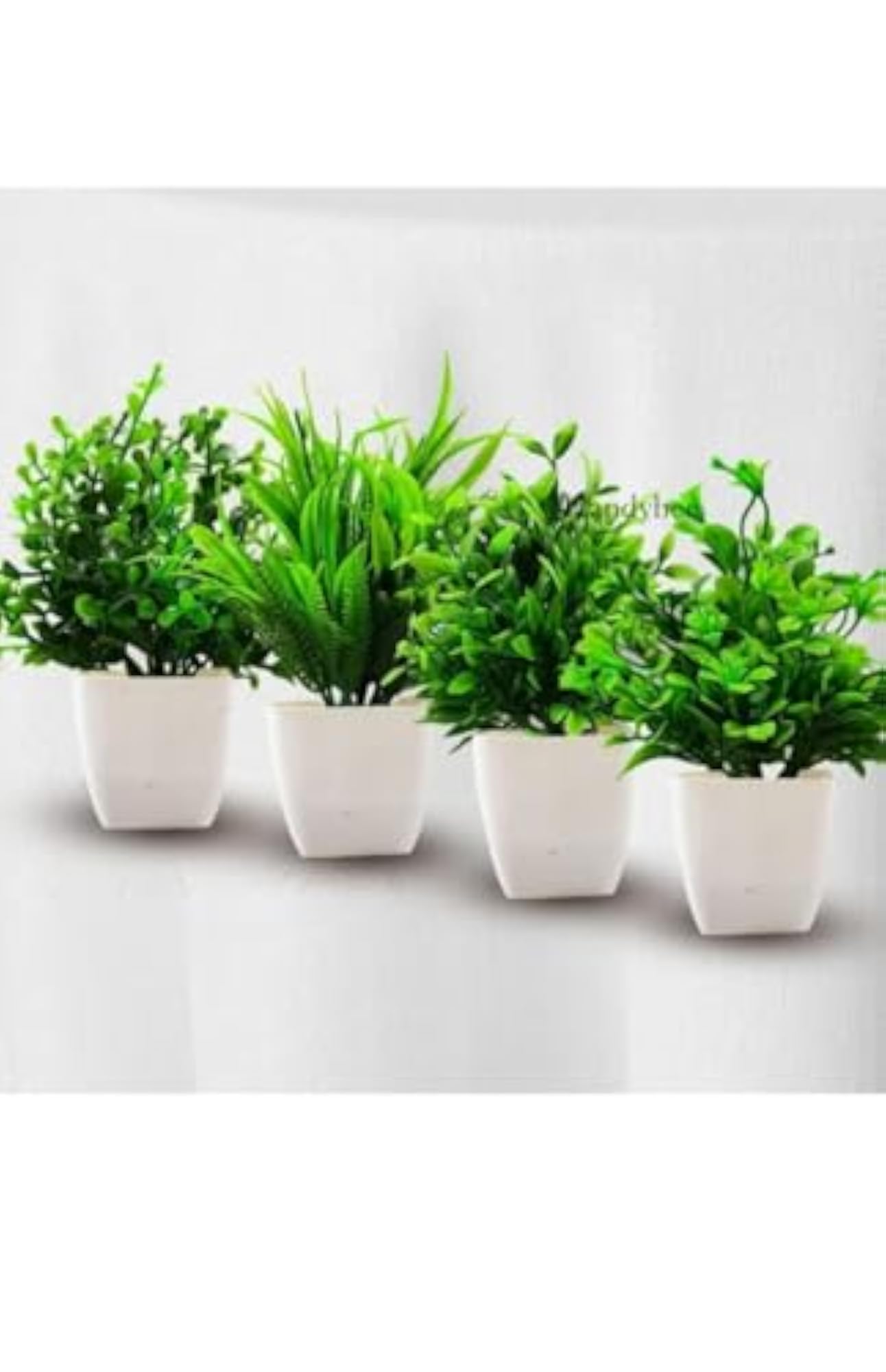 Small Fake Plants in White Planters for Home Decor