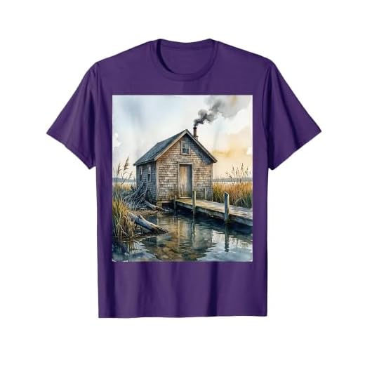Cape Cod Clam Shack Illustration T-Shirt, Men, Purple, Large