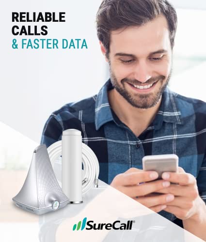 Surecall Flare Cell Signal Booster For Working From Home Up To 2500 Sq Ft, Boosts 5G/4G Lte, Omni Outdoor Antenna, Multi-User All Carrier, Verizon At&T Sprint T-Mobile, Fcc Approved, Usa Company #TOP5