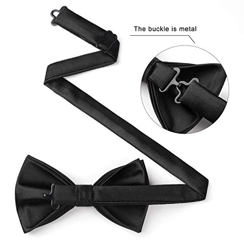 Image of HISDERN Bow Ties for Men Solid Color Pre-Tie Bow Tie and Pocket Square Set Classic Formal Tuxedo Bowties for Wedding Party