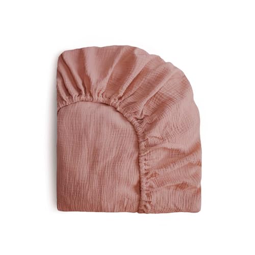 Image of mushie Extra Soft Muslin Fitted MINI Crib Sheet | 24"x 38" (Cedar)