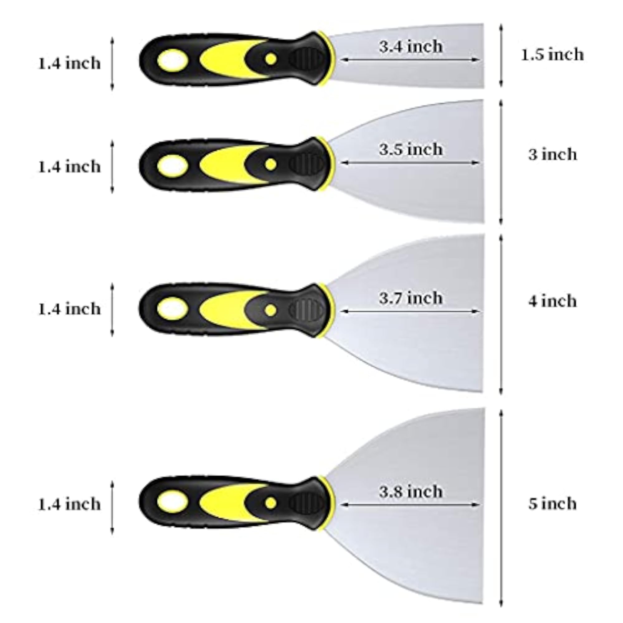 Metal Blade Putty Scraper Set, 4 Pack
