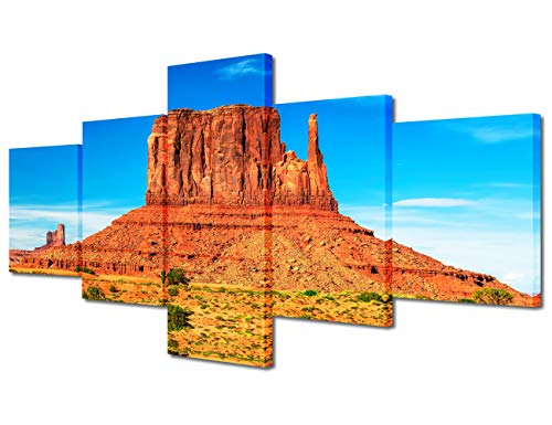 TUMOVO Wall Art Artwork Print Monument Valley Bottom with Rock Gorgeous Scenery on US, 5 Piece Canvas Art Wall for Bedroom Living Room Bathroom Stretched and Framed Ready to Hang